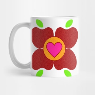 Pink Heart Flower Fruit Art Mug